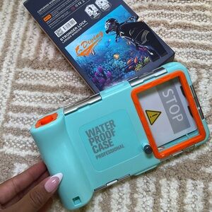 Waterproof Phone Case with Orange and Blue Accents